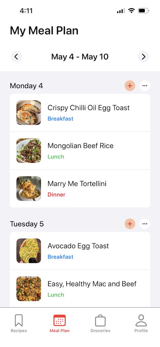 Kitch app showing import feature